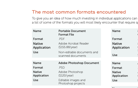 The most common format preview